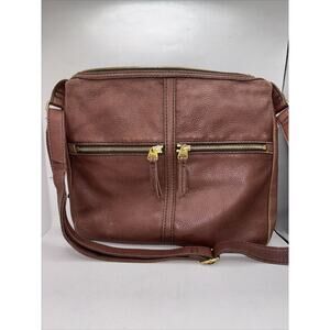 Fossil Flat Shoulder Bag Pebble Finish Brown